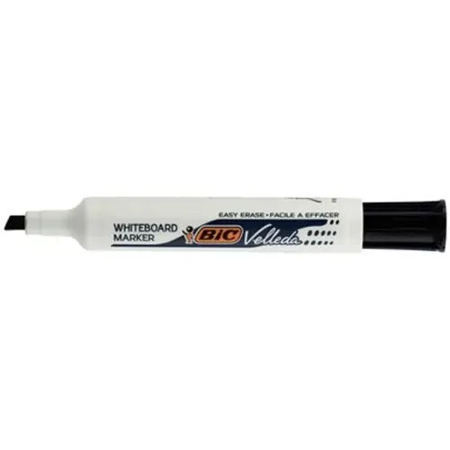 BIC Velleda 1791 Feutres pour Tableau Blanc Effaçables à Sec Pointe Large Biseautée - Noir