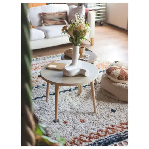 Table basse unie upcycl&eacute;e Beige 