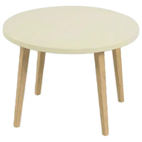 Table basse unie upcycl&eacute;e beige mont&eacute;e 
