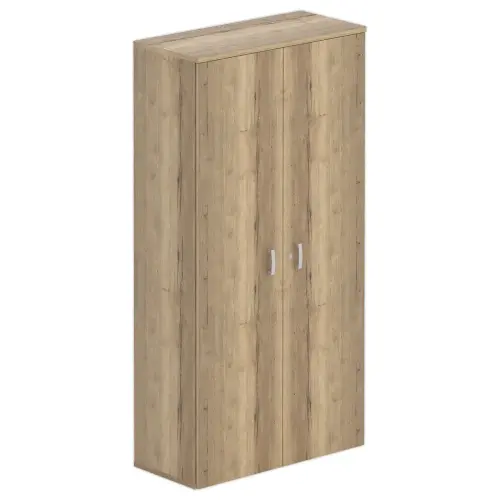 Armoire haute mélamine 2 portes 197x100x42cm chêne veiné