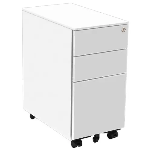 Caisson mobile métallique SLIM L30 cm 2+1 tiroirs blanc