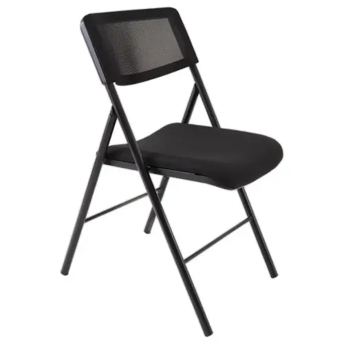 Chaise pliante résille piètement en acier époxy noir