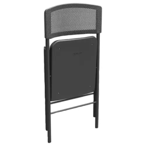 Chaise pliante résille piètement en acier époxy noir