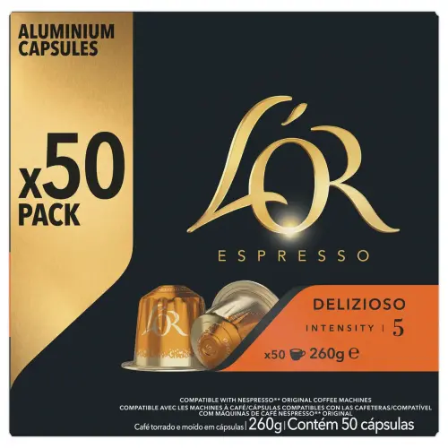50 Capsules de caf&eacute; Espresso Delizioso -  Compatibles Nespresso - L'Or 