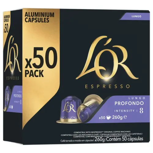 50 Capsules de caf&eacute; Espresso Lungo Profondo -  Compatibles Nespresso - L'Or 