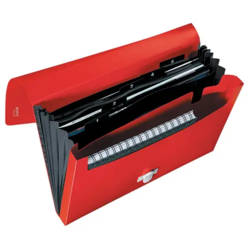 Trieur extensible en PP recyclé - 6 compartiments - Rouge - LEITZ