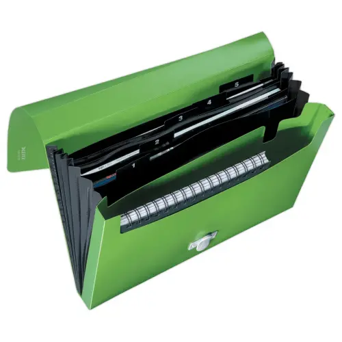 Trieur extensible en PP recycl&eacute; - 6 compartiments - Vert - LEITZ 