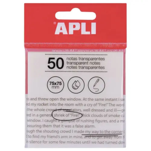 Paquet 50 feuilles de notes adhésives transparentes 75x75 mm blanc