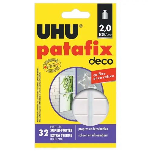32 pastilles de Patafix d&eacute;co - Super fortes - Blanc - UHU 