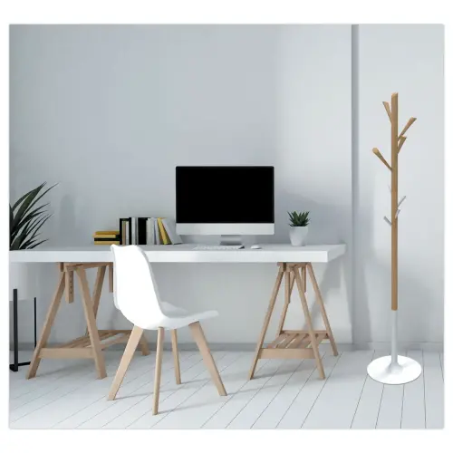 Portemanteau Tree bois/blanc 8 pat&egrave;res 