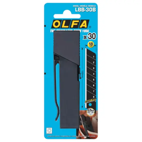 30 lames pour cutter - lames sécables noires de 18 mm