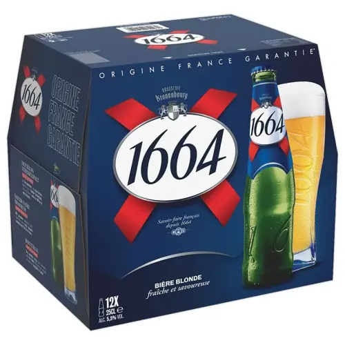 12 Bouteilles de bi&egrave;re blonde - 25 cl - 1664 