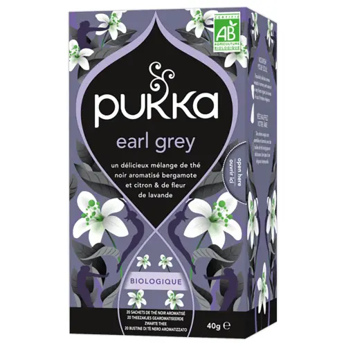 20 Sachets de thé noir Earl Grey bio - Citron lavande bergamote - Pukka