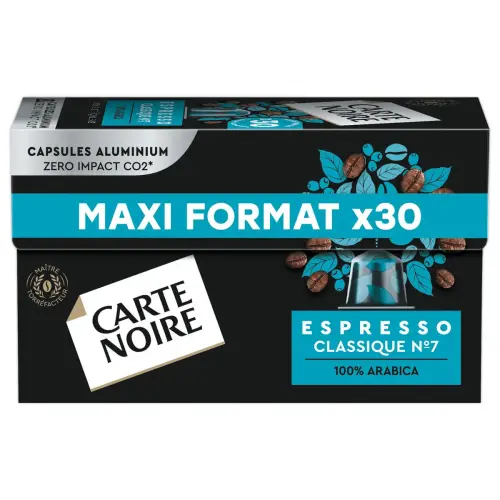 30 Capsules Espresso Classique n°7 - Compatibles Nespresso - Carte Noire