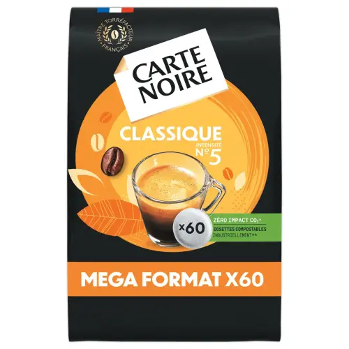 60 dosettes de café CARTE NOIRE classiqueN°5