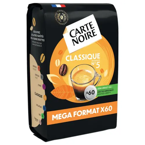 60 dosettes de café CARTE NOIRE classiqueN°5