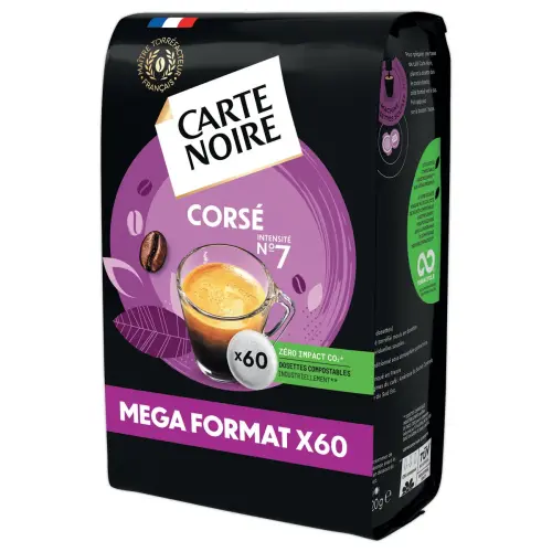 60 Dosettes de café corsé n°7 - Compatibles Senseo - Carte Noire