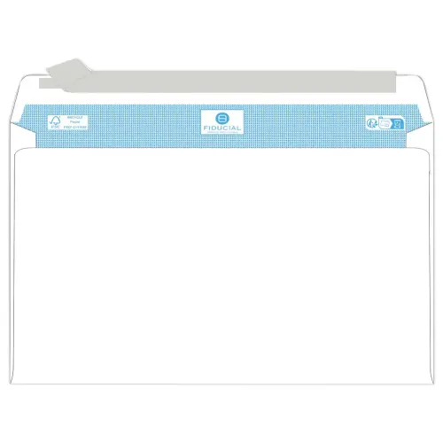 500 Enveloppes blanches recycl&eacute;es 162 x 229 - 45 x 100 - 80 g - Bande silicon&eacute;e - Fiducial 
