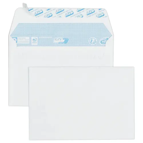 100 enveloppes blanches C6 114x162 80 g bande siliconée