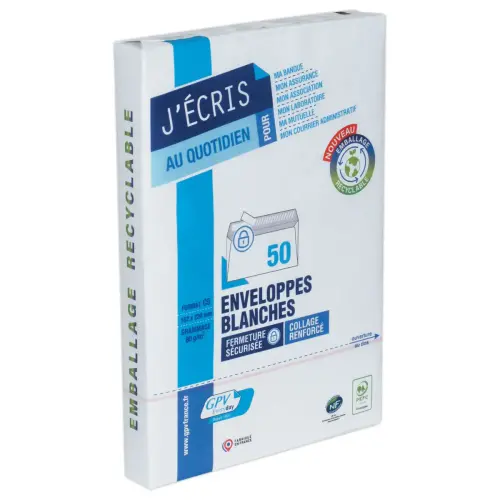 50 enveloppes blanches - C5 - 162x229 80g - bande siliconée - GPV EVERY DAY