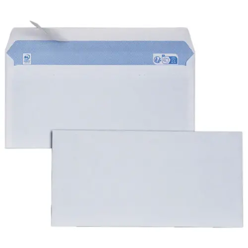 500 enveloppes blanches 110x220 mm 75g bande siliconée