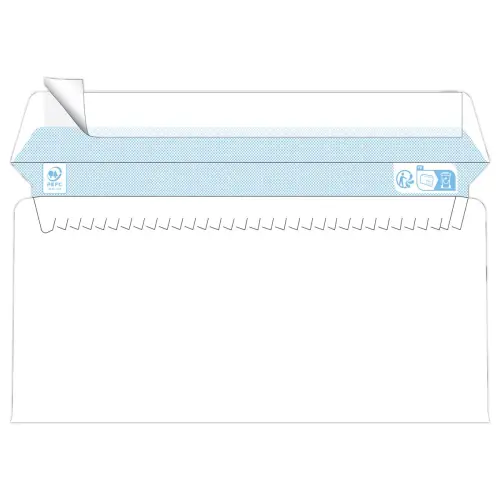 500 enveloppes blanches 110x220 mm 75g fenêtre 45x100 bande siliconée