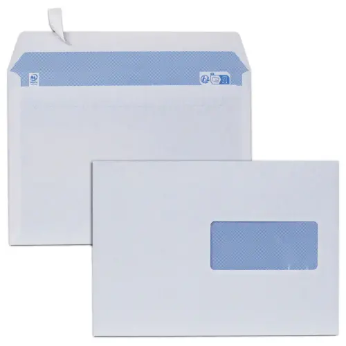 500 enveloppes blanches 162x229 mm fen 45x100 80g bande siliconée