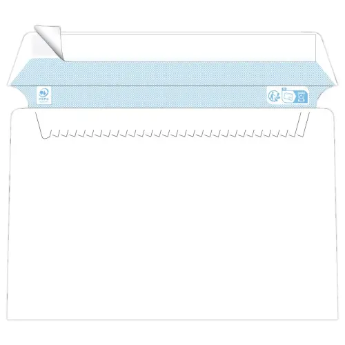 500 enveloppes blanches 162x229 mm fen 45x100 80g bande siliconée