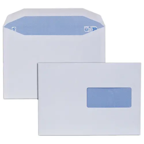 500 enveloppes MSPA blanches 162x229 80 g fenêtre haute 45x100 gommée