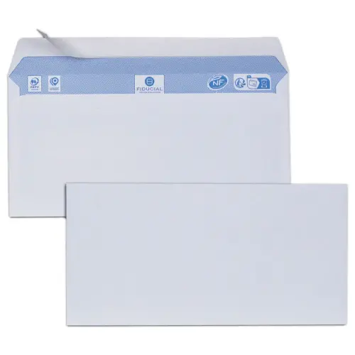 500 Enveloppes blanches 110 x 220 - 80g - Bande siliconée - Fiducial
