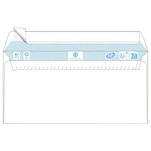 500 Enveloppes blanches 110 x 220 - 80g - Bande siliconée - Fiducial
