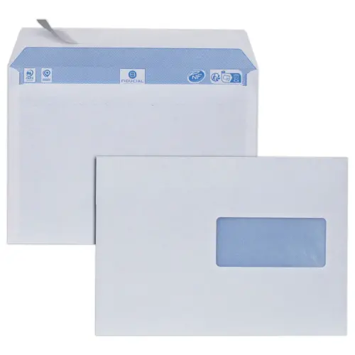 500 enveloppes blanches 162x229 fen&ecirc;tre haute 45x100 80g - FIDUCIAL 