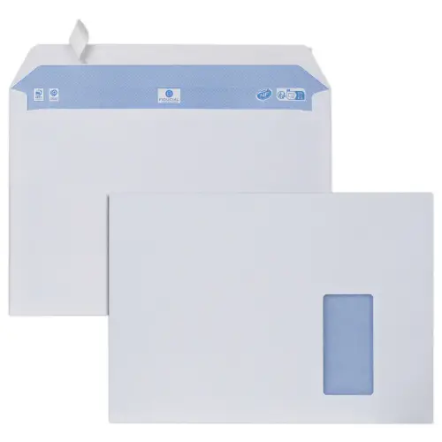 250 enveloppes blanches - 229x324 90g fenêtre 50x100 - FIDUCIAL