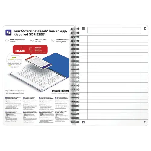 Cahier Oxford Oceanis int A5 180 pageslign&eacute; 7mm PP 