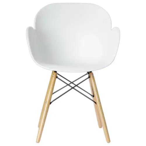 2 fauteuils PETALES pied h&ecirc;tre assise blanche 