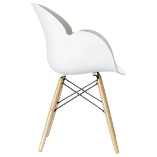 2 fauteuils PETALES pied h&ecirc;tre assise blanche 
