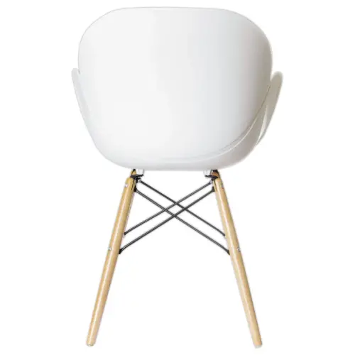 2 fauteuils PETALES pied h&ecirc;tre assise blanche 