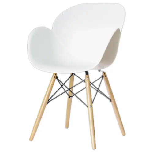 2 fauteuils PETALES pied h&ecirc;tre assise blanche 