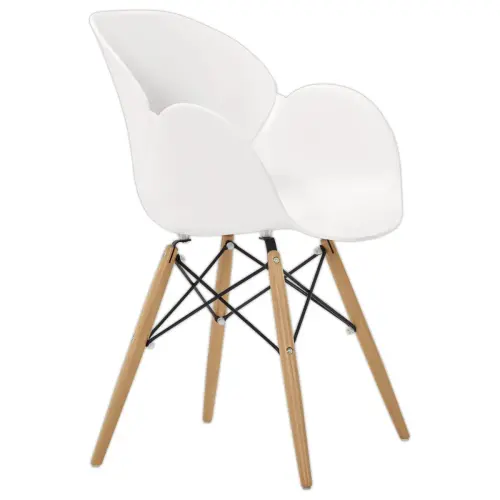 2 fauteuils PETALES pied h&ecirc;tre assise blanche 
