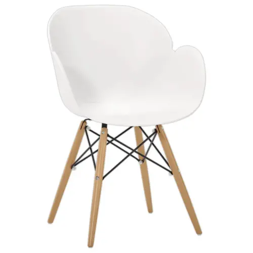 2 fauteuils PETALES pied h&ecirc;tre assise blanche 