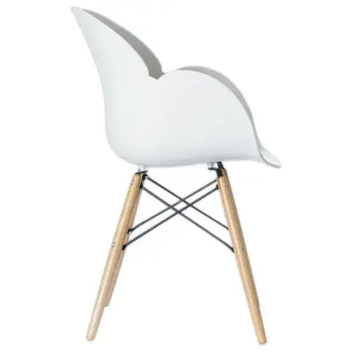 2 fauteuils PETALES pied hêtre assise blanche montés