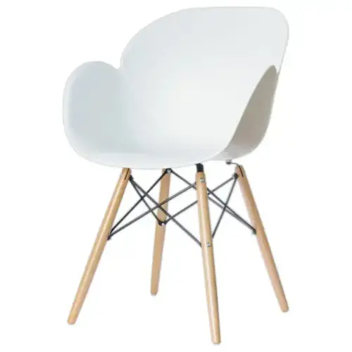 2 fauteuils PETALES pied hêtre assise blanche montés