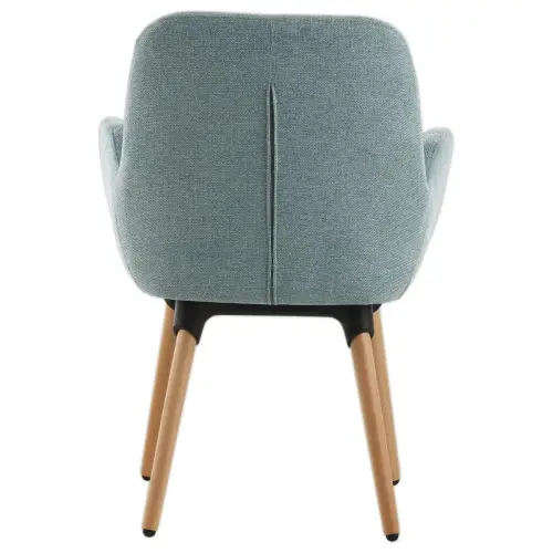 2 Fauteuils Tissu bleu 4 pieds bois vernis montés