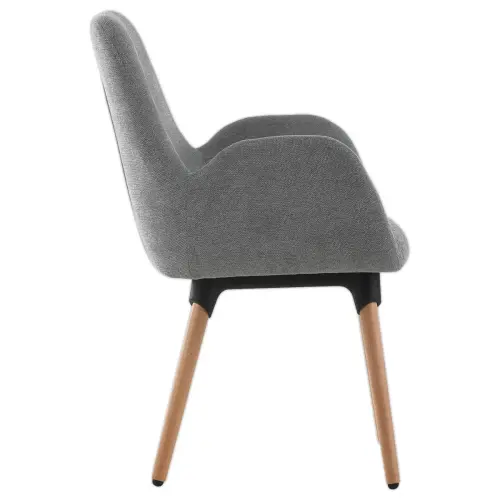 2 Fauteuils Tissu gris 4 pieds bois vernis montés