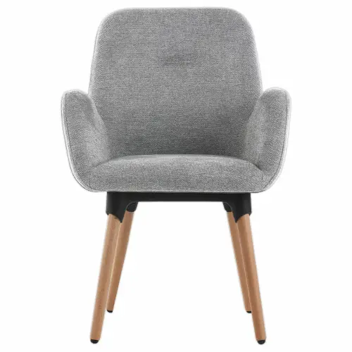 2 Fauteuils Tissu gris 4 pieds bois vernis montés