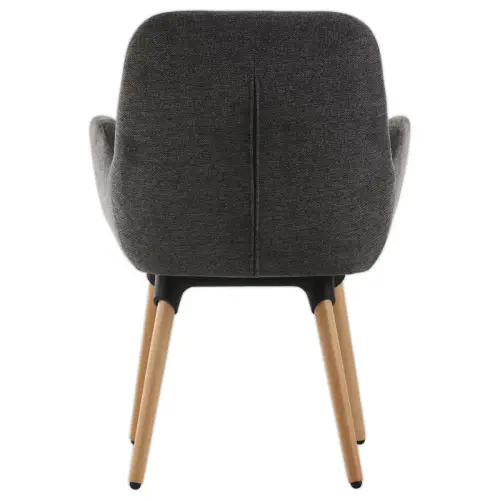 2 Fauteuils Tissu gris 4 pieds bois vernis montés