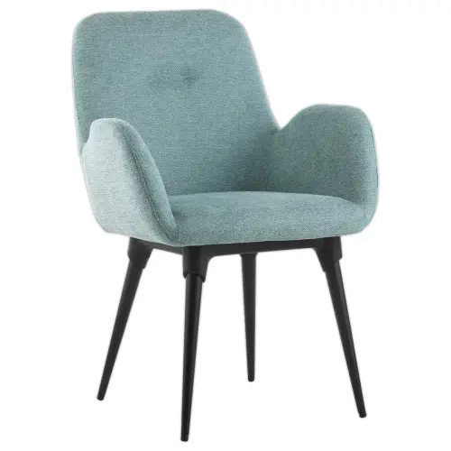 2 Fauteuils Tissu bleu clair 4 pieds métal montés