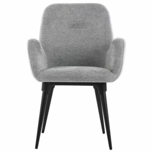 2 Fauteuils Tissu gris 4 pieds m&eacute;tal mont&eacute;s 