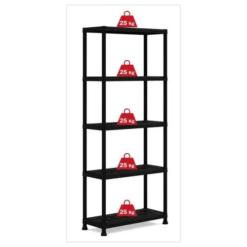Etag&egrave;re &ndash; L 75 cm &ndash; 5 rayonnages &ndash; Noir 