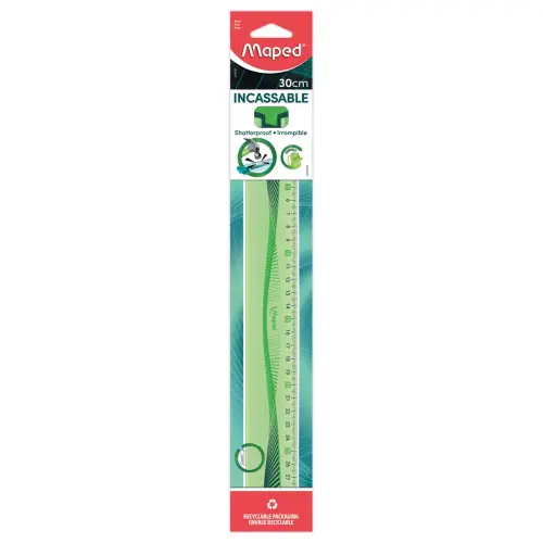 Règle plate incassable - 30 cm - Bleu ou vert - Maped